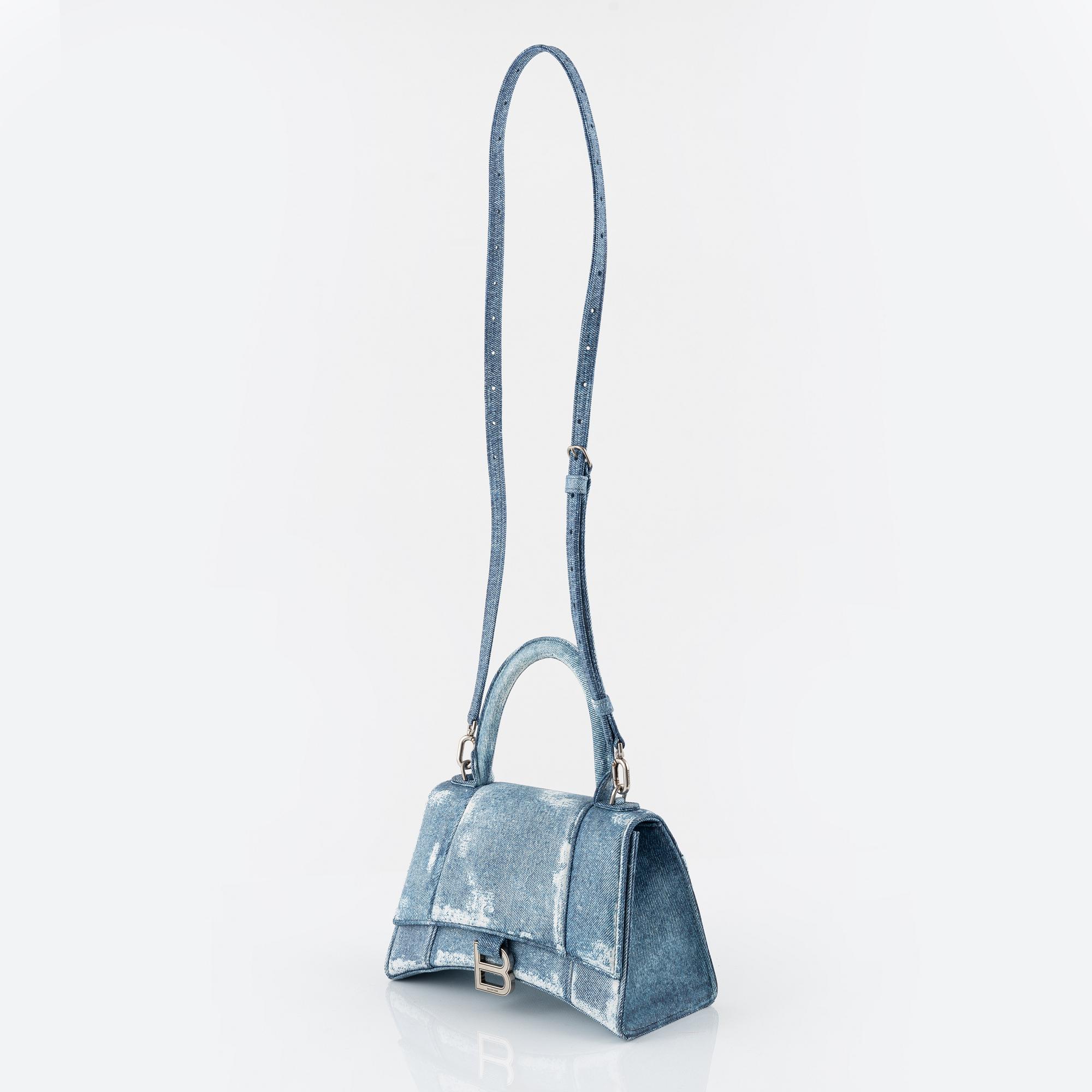 Balenciaga A painted denim Hourglass small bag. Bukowskis