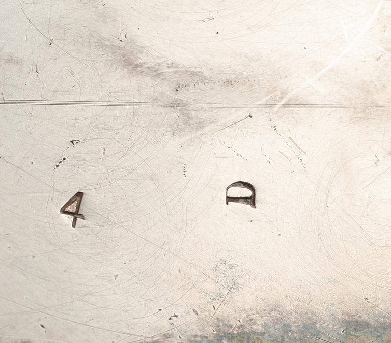 SKRIN, försilvrat tenn, Bitter & Gobbers, Metallwaren Fabrik (B&G Imperial), Krefeld, Tyskland, jugend, omkring 1900.