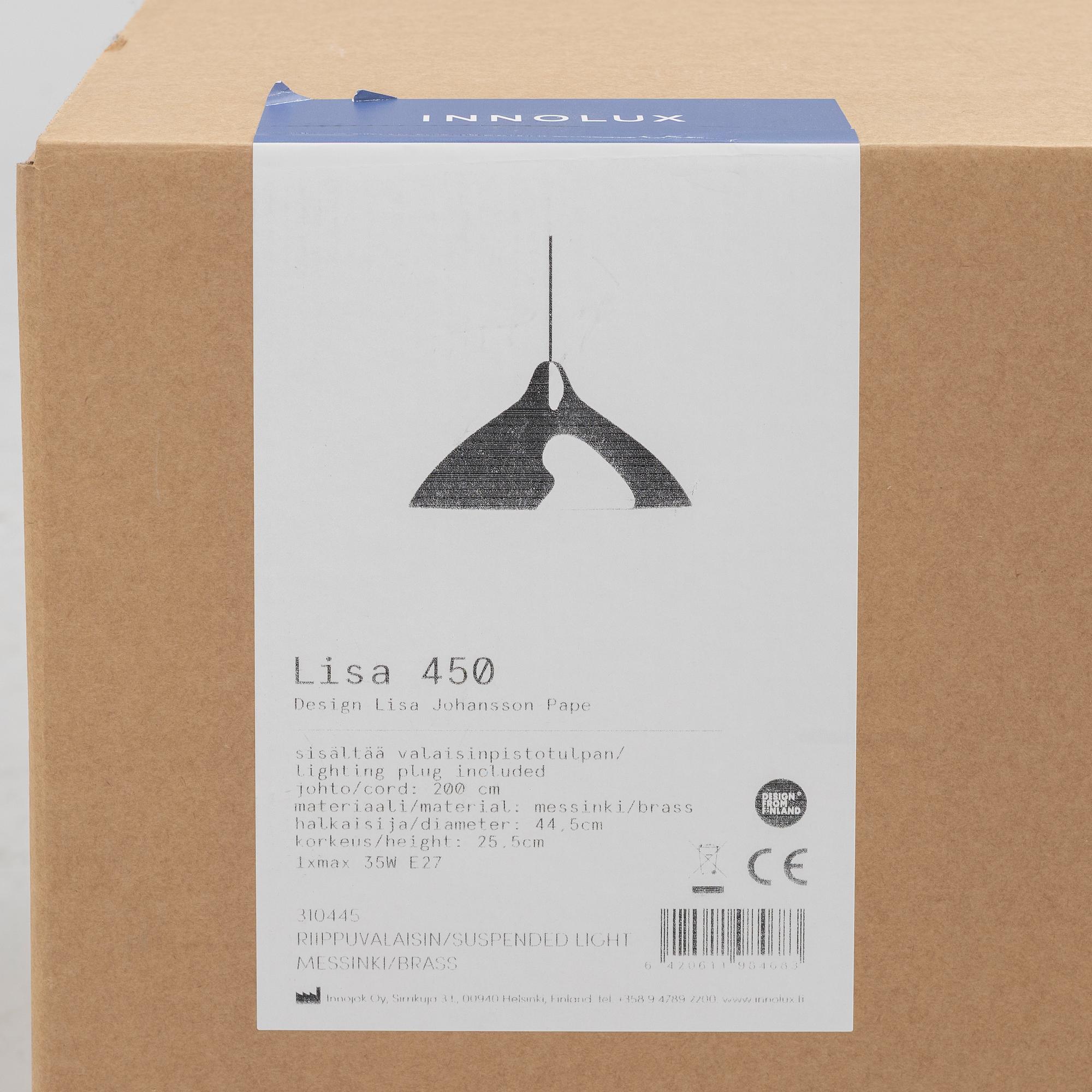 Lisa Johansson-Pape, a model "450" ceiling lamp, Innolux, Finland.