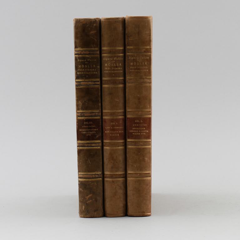 BÖCKER: Nordiska Museets Möbler från svenska Herremanshem, Sigurd Wallin, 1933, 3 volymer.