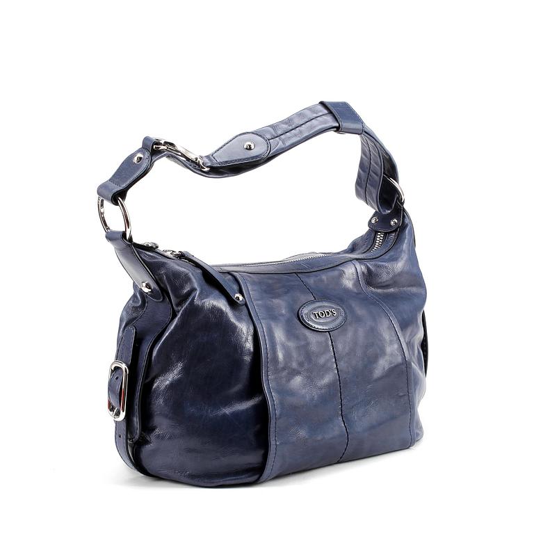 TOD'S, a blue leather shoulder bag.