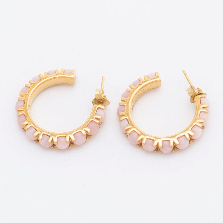 IDI ADI EARRINGS 14K gold w pink opals, "Alma Eternity Hoop".