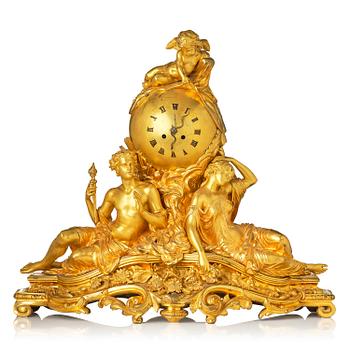 153. A Napoleon III ormolu mantel clock.