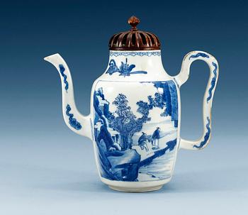 1498. A blue and white ewer, Qing dynasty, Kangxi (1662-1722).