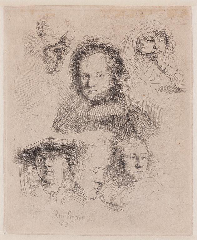 Rembrandt Harmensz van Rijn, ”Head of Saskia and others”.