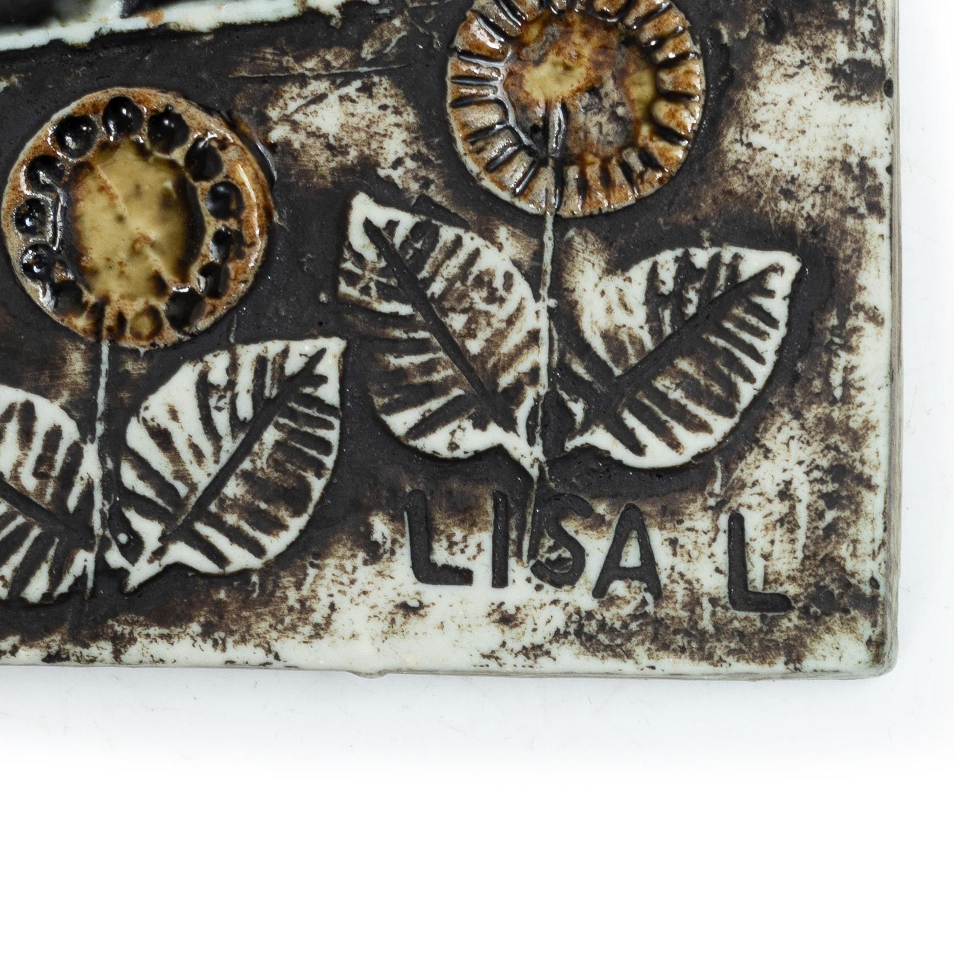 Lisa Larsson, a set of six stoneware wall plaques, Gustavsberg.