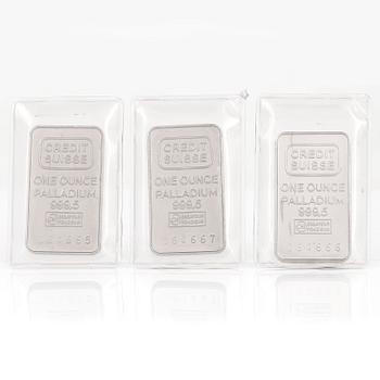 TACKOR, 3 st. Palladium, 1 ounce vardera, Credit Suisse.
