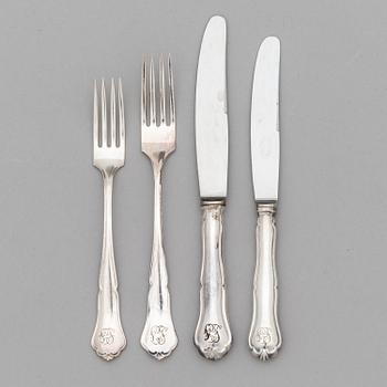 A 48-piece set of 'Chippendale' silver cutlery, Hämeenlinna, Finland 1959-60.
