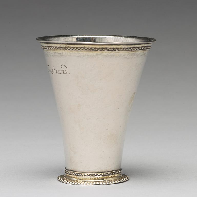 A Swedish 18th century parcel-gilt silver beaker, mark of Erik Lekberg, Nora 1759.