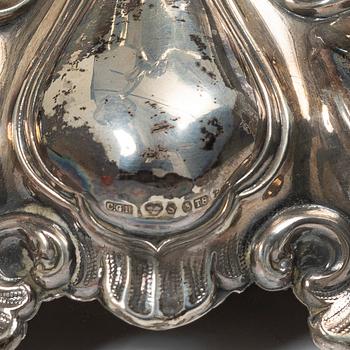 A pair of Baroque style silver candelabras, C.G.Hallberg, Stockholm, Sweden, 1945.