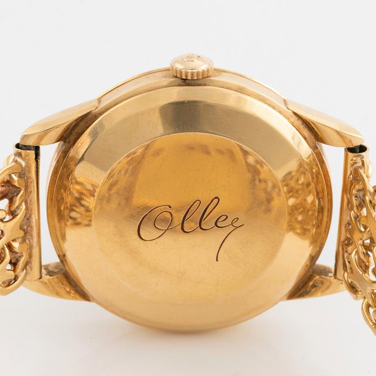 Omega, Genève, Calendar, "Cursive Genève", ca 1959.