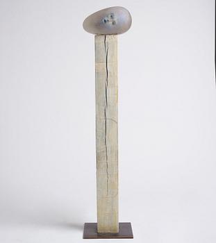 Bertil Vallien, skulptur, "Resting head", sandgjutet glas, Kosta Boda, unik.