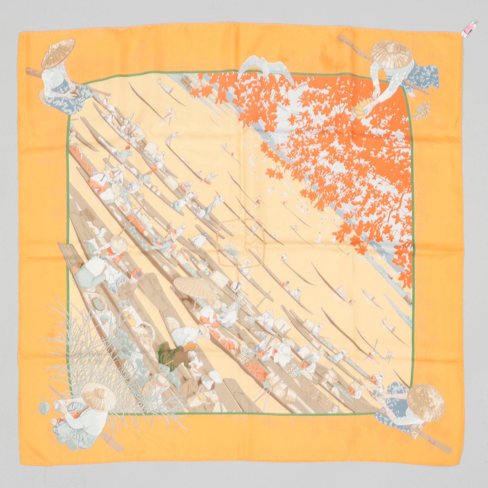 HERMÈS, "MARCHÉ FLOTTANT", scarf.