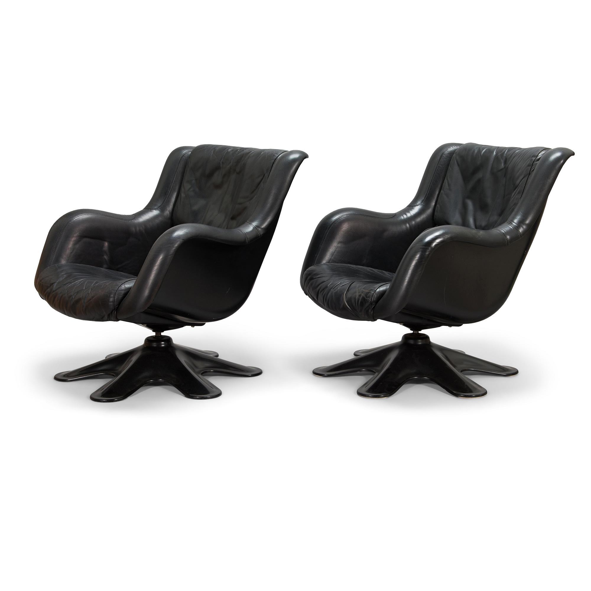 Yrjö Kukkapuro, a pair of 1960's '418' armchairs for Haimi.