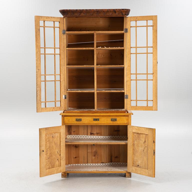 A birch wood veneered book cabinet early 20th Century.
