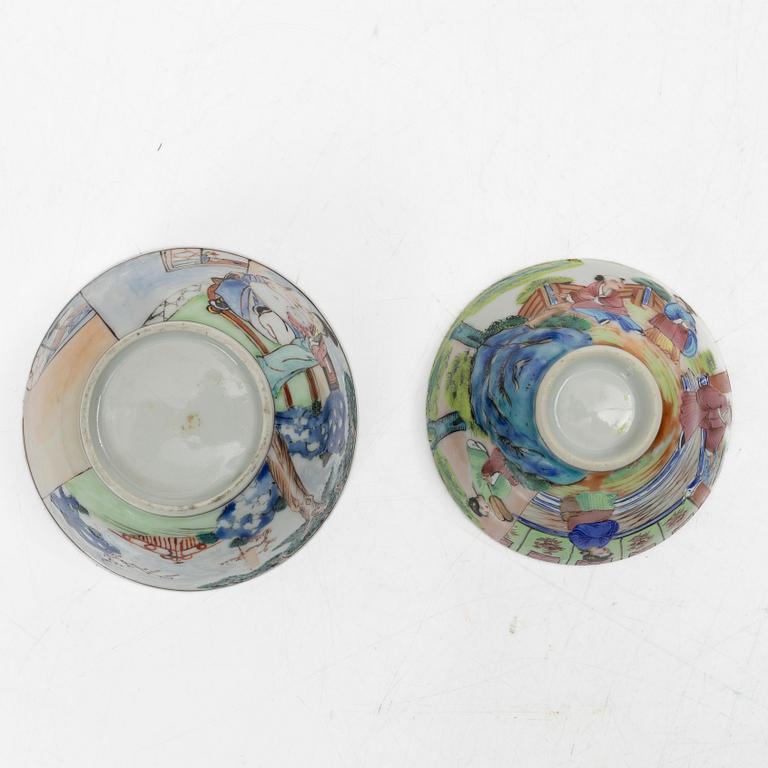 Koppar, 4 st, porslin, Kina, 1800-1900-tal.