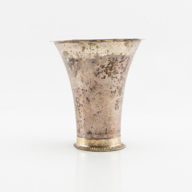 Conrad Gadd pokal/bägare silver delvis förgylld Kristianstad 1749.
