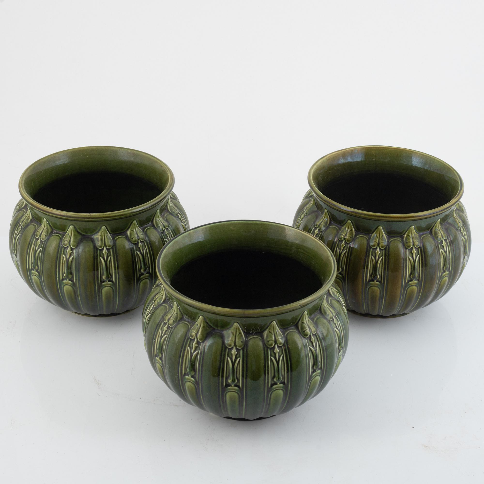 Flintware pots, 4 pcs, Rörstrand and Gustavsberg, early 20th century.