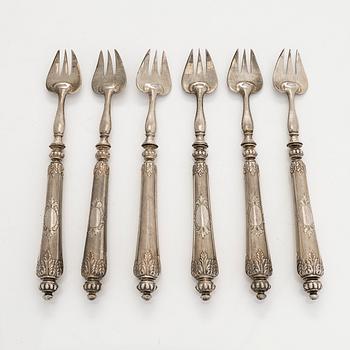 Ostrongafflar, 6 st, silver 800, 1900-tal.