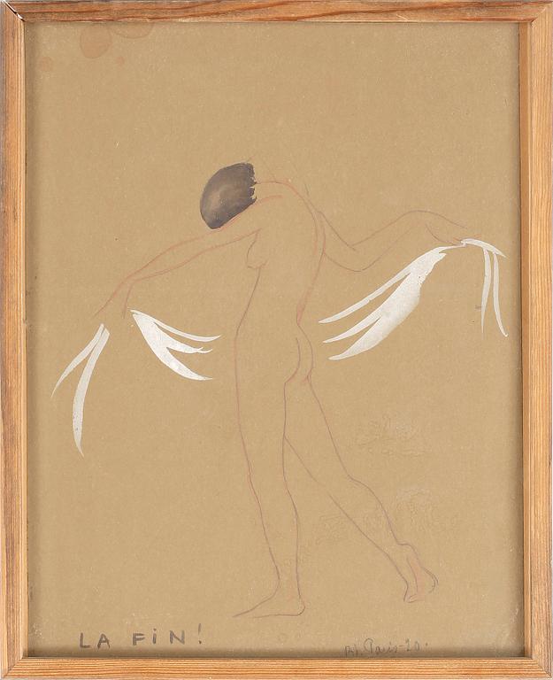 BRITA NORDENCREUTZ, Blandteknik på papp-pannå, sign BN o dat Paris -20.