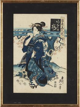 Kikugawa Eizan, a woodblock print in colours, first part of the 19th Century.