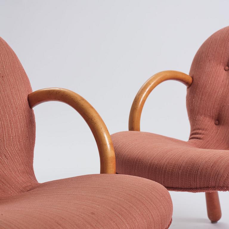 Swedish Modern, a pair of 'Clam Chairs', possibly by Erik Eks Snickerifabrik, probably 1950s.