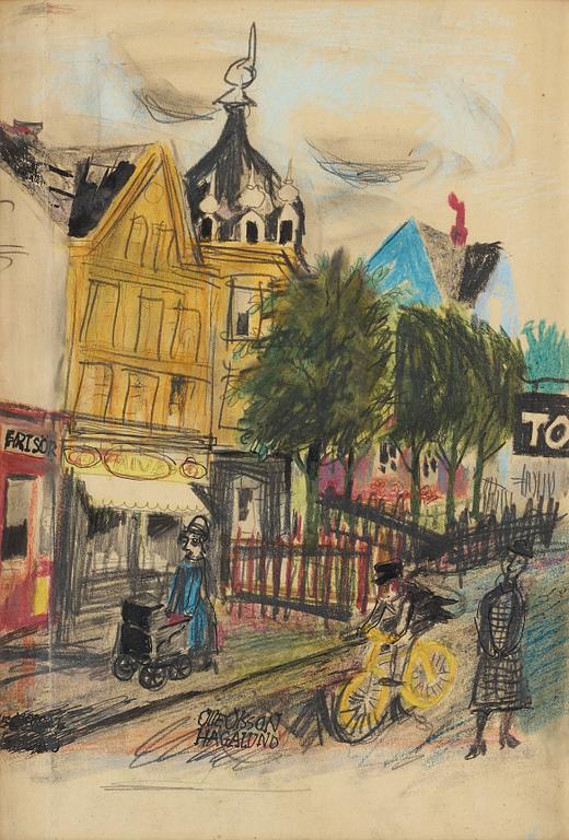 Olle Olsson-Hagalund, Stadsbild med figurer.