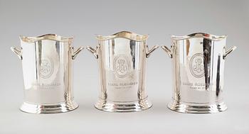 CHAMPAGNEKYLARE, 3 st, nysilver, 1900-/2000-tal.