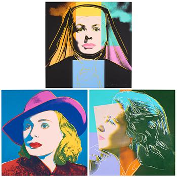 392. Andy Warhol, "Three portraits of Ingrid Bergman by Andy Warhol".