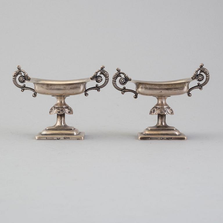 A pair of silver saltcellars, Pogorzelski, Warsawa, 1859.