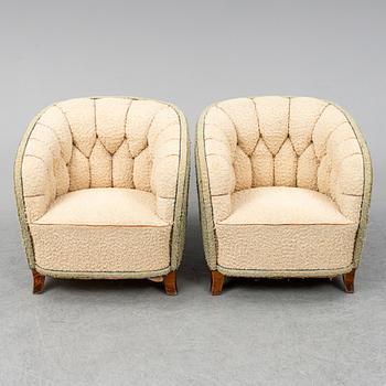 A pair of 1930s/1940s Swedish Modern easy chairs.