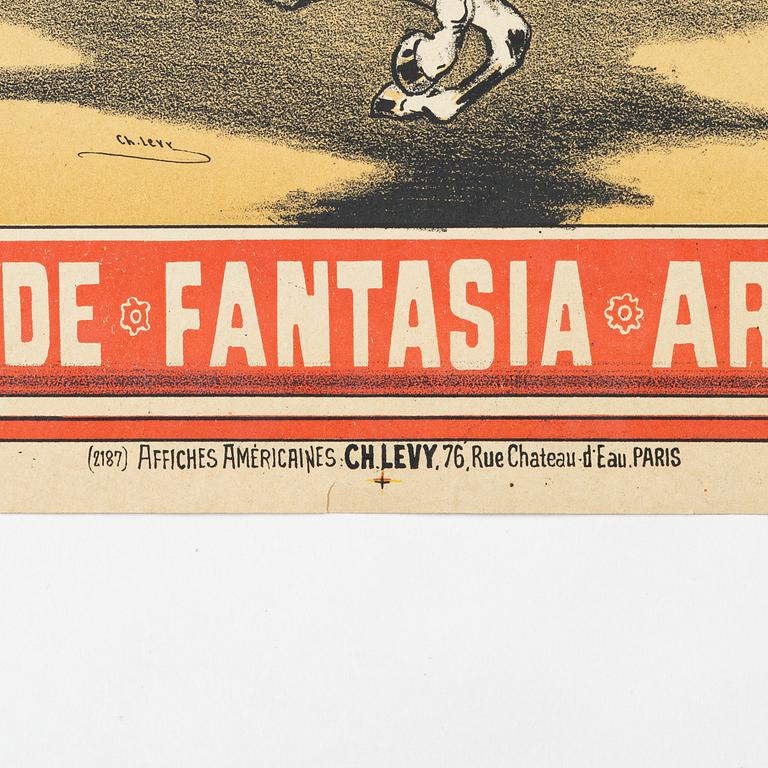 Charels Levy, a lithographic poster, 'Hippodrome', Affiches Américaines, Ch. Levy, Paris, France, 1887.