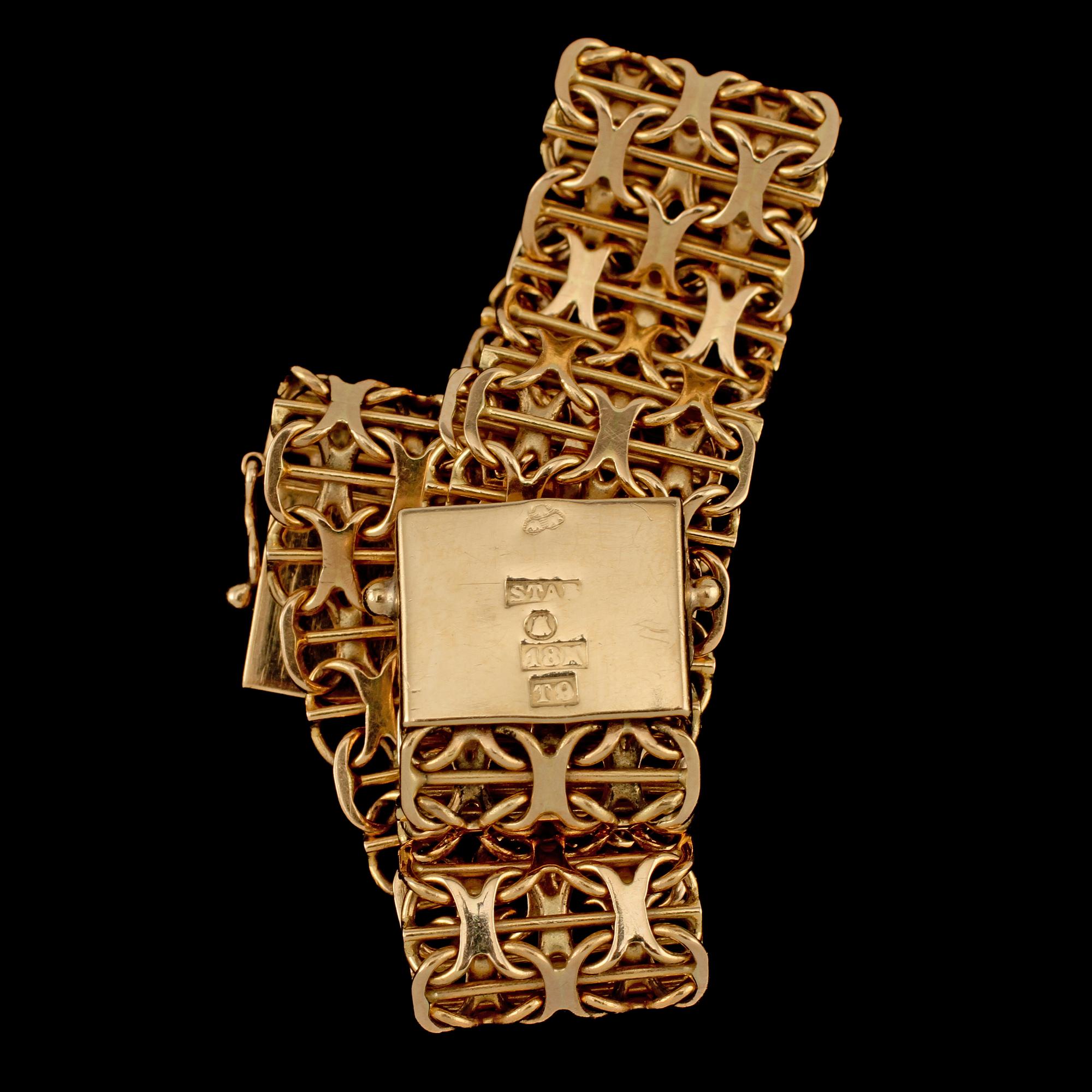 ARMLÄNK, 18k guld, Styletta guldvaruaktiebolaget, Stockholm, 1969. Vikt 17 g.