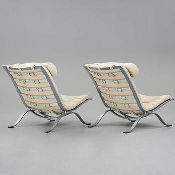 Arne Norell, "Ari", a pair of white leather easy chairs for Norell Möbel AB.