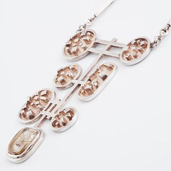 Claës Giertta, collier silver med rutilkvarts, Stockholm 1967.