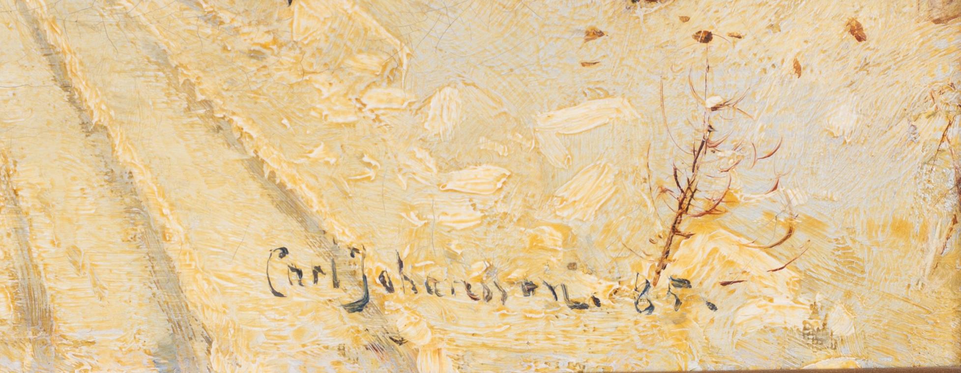 Carl Johansson, Winter landscape with horse and carriage.