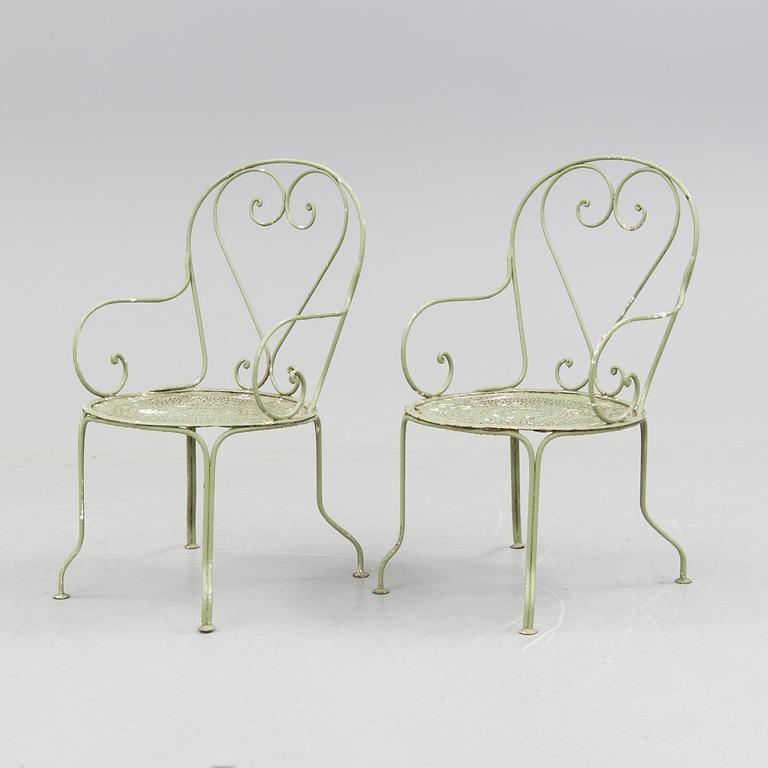 TRÄDGÅRDSMÖBLER, 5 delar, metall, 1900-tal.