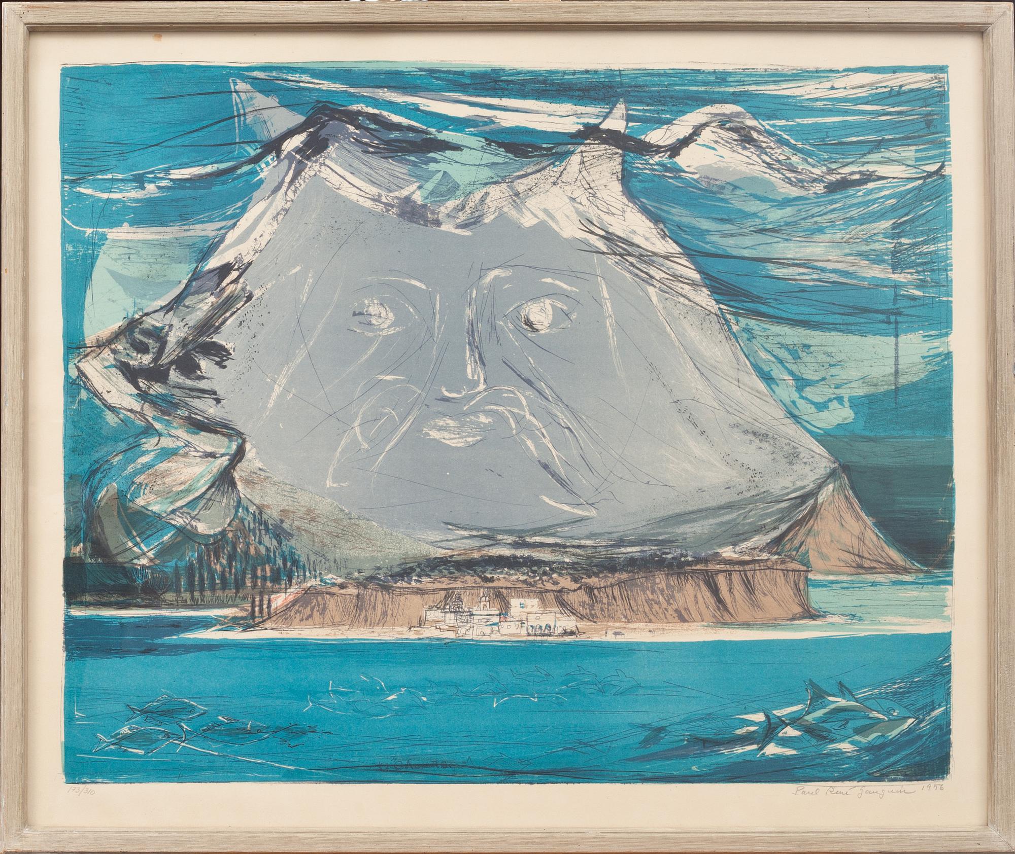 PAUL RENÉ GAUGUIN, färglitografi, signerad, daterad 1956 och numrerad 173/310.