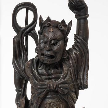 A pair of Chinese hardwood figures, 20th century.