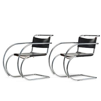 231. Ludwig Mies van der Rohe, a pair of "MR 20", armchairs, Berliner Metallgewerbe Josef Müller or Bamberg Metallwerkstätten, 1920's.