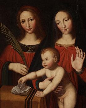 Bernardino Luini In the manner of the artist, Madonna and Child with Saint Catherine and Saint Barbara.