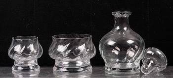 KARAFF OCH SKÅL SAMT LJUSSTAKE, Orrefors.