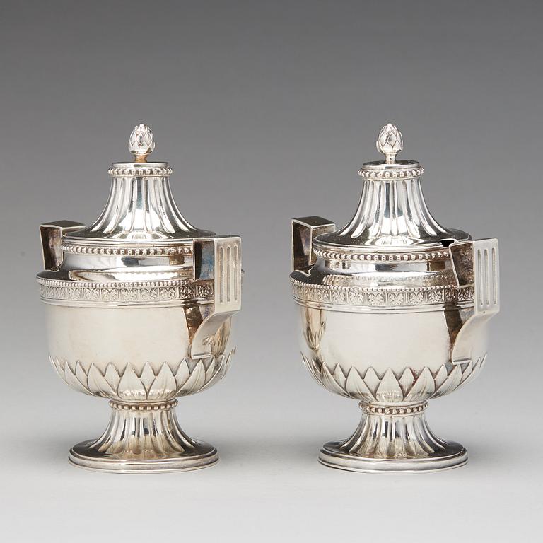 A pair of Swedish Gustavian silver sugar-bowls, mark of Wilhelm Smedberg, Karlstad (1777-1810).