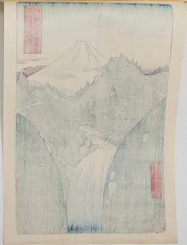 Utagawa Hiroshige II (Shigenobu), after, "Izu no sanchū" (Jōren Falls at the Izu Mountains), 20th century.