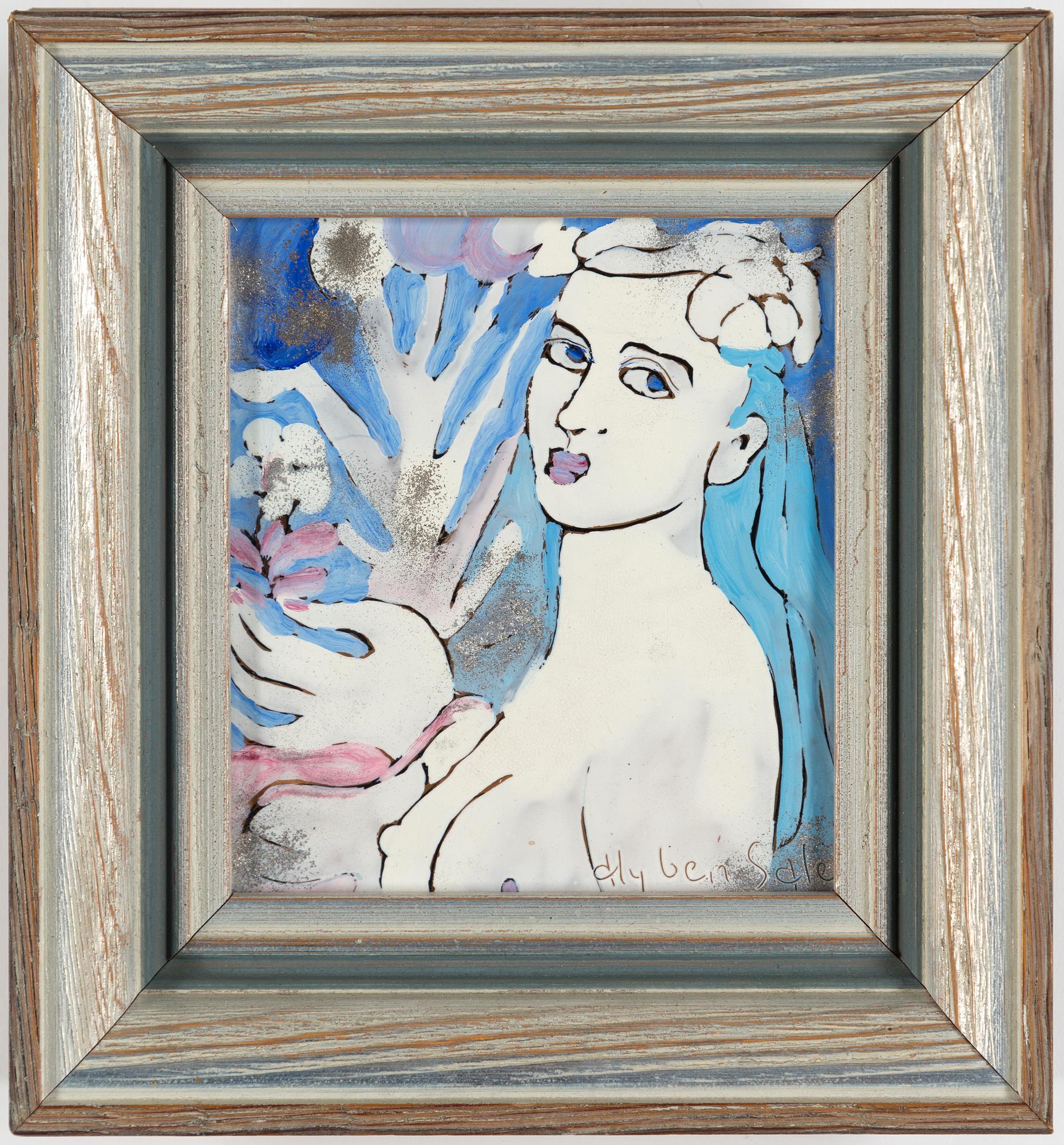 ALY BEN SALEM, mixed media on glass, signed.