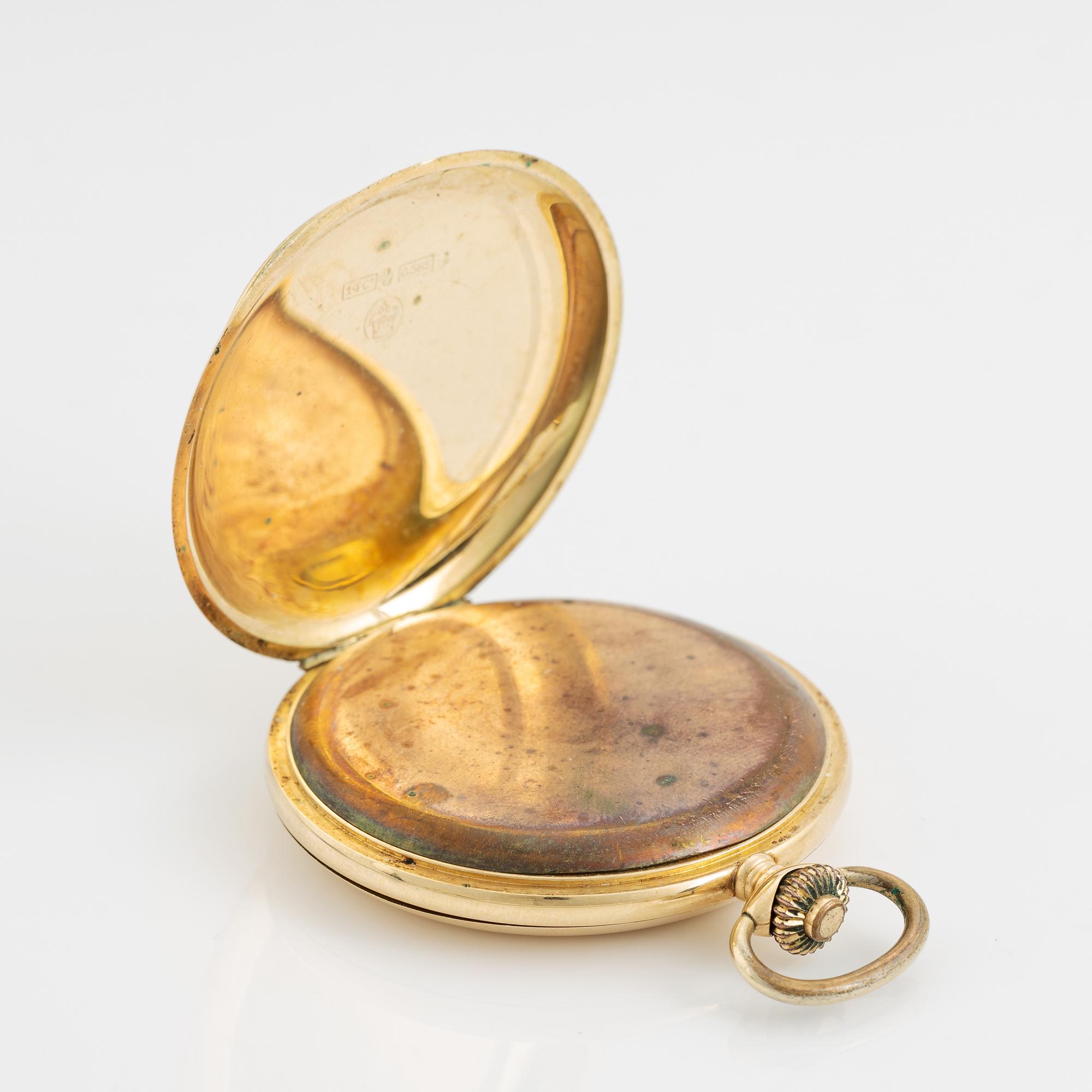 Fickur, 14K guld, savonett, 51 mm.