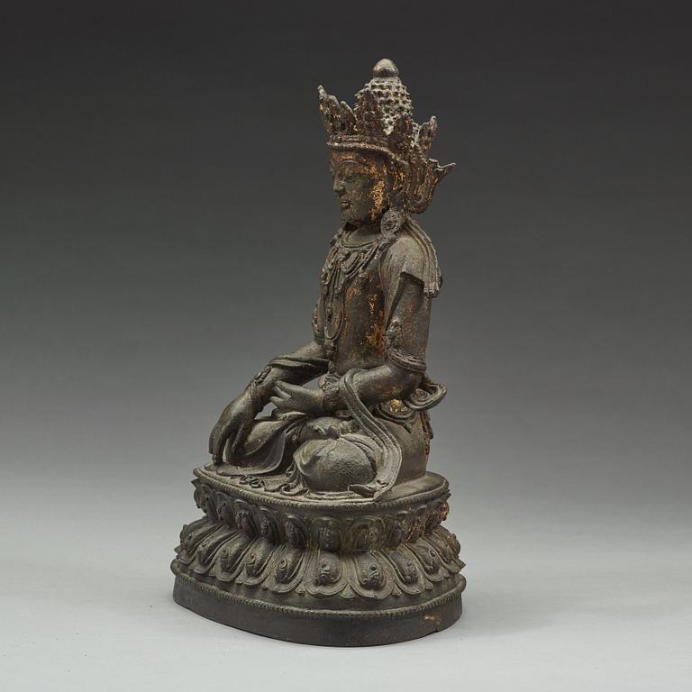 A large bronze figure of bodhisattva, Ming dynasty, 15th Century.