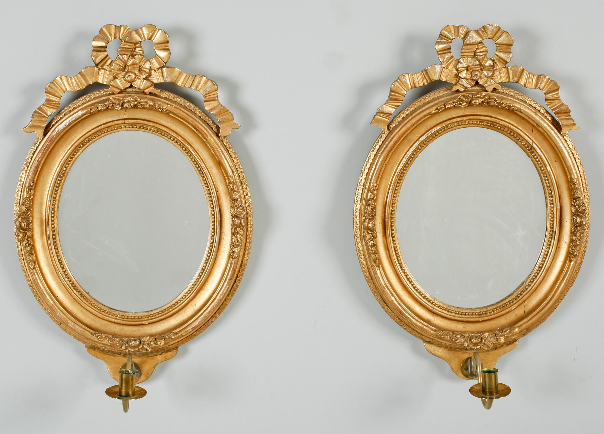 SPEGELLAMPETTER, 1 par, gustaviansk stil, 1800-talets andra hälft.