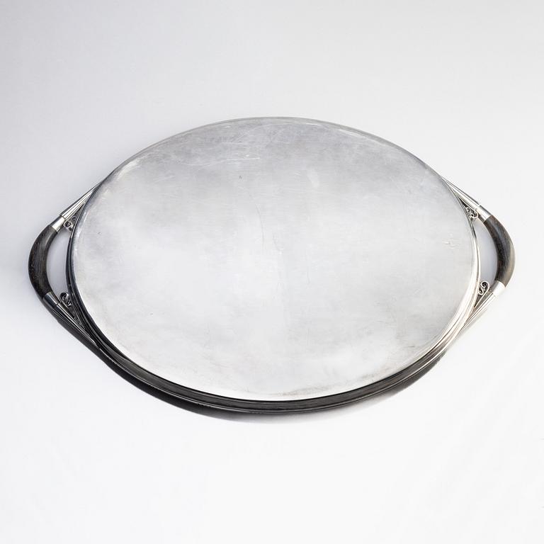 Johan Rohde, a large 830/1000 silver tray "Cosmos", Georg Jensen, Copenhagen 1919.