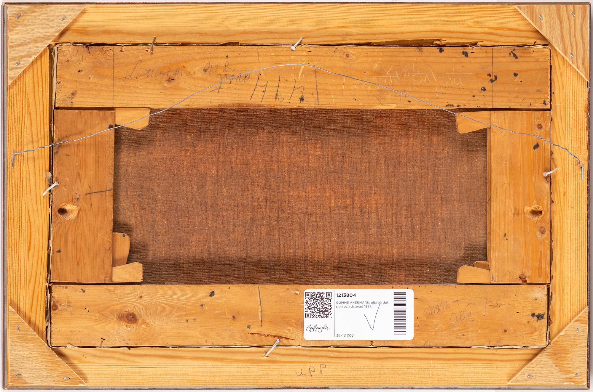 GUMME ÅKERMARK, oil on canvas, signed and dated 1897.